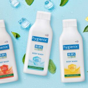 Hygienix Cool Protect Body Wash is packed with menthol crystals and natural peppermint extracts.