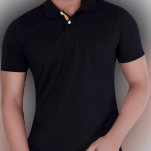 UCB, Men Solid Polo, Neck Poly Cotton, Black T-Shirt