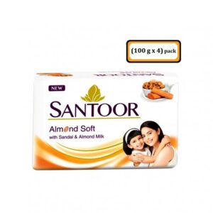 SANTOOR ALMOND SOFT SOAP WITH SANDAL & ALMOND MILK – 100 G BAR & (100 G BAR X 4) PACK